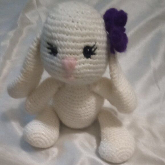 Two handmade crochet-doll and whte poddle w/purple flwr blk outfit pnk complxion - Picture 6 of 8